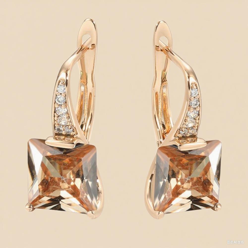 

Квадратные синие радужные серьги-подвески с цирконами CZ для женщин, модные серьги-капли золотого цвета, повседневные изящные украшения шампанского