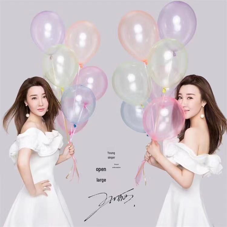 10-Inch Colorful Transparent Crystal Bobo Latex Balloon for Party Decoration