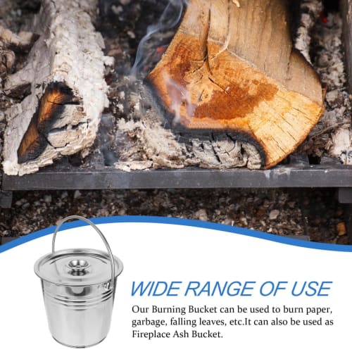 Mipcase Fireplace Ash Bucket, Durable Metal Storage Bin for Fireplace Ashes, Compact Size with Easy-Carry Handle for BBQ and Stove Cleaning