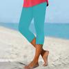 Damen Einfarbige Slim Fit Capri-Leggings Dehnbar Mittelhoch Lässige Cropped Hosen für den Alltag
