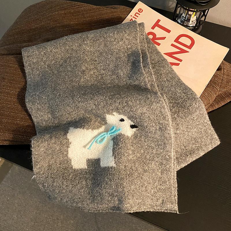 New Cute Rabbit Bow Wool Scarf Female Autumn and Winter Japanese Students Versatile Warm Scarf