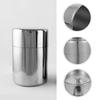Stainless steel tea canister with airtight seal, blocks light, keeps tea fresh, and is dishwasher safe. A great gift idea.