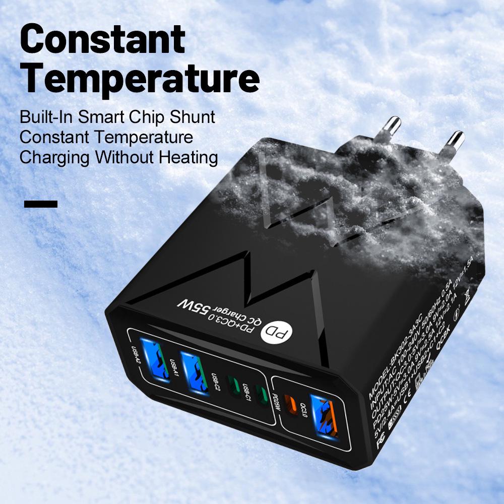 65W PD Fast Charger QC3.0, Compatible with Phones and Tablets, EU Standard.