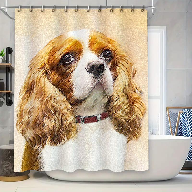 Personalized Cartoon Dog Print Shower Curtain 3D Waterproof Decorative Home Bathroom Liner for Kids Room Party Gift