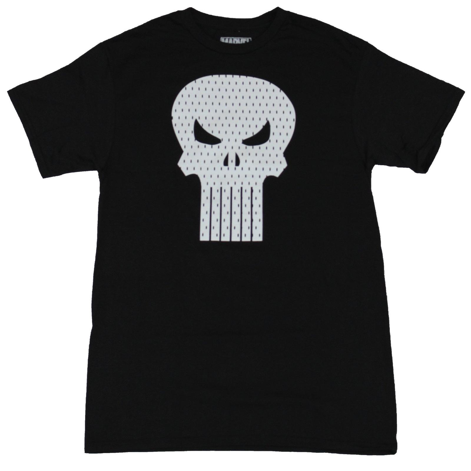 The Punisher Marvel Adult New T-Shirt - Dotted White Logo Pic S разноцветный