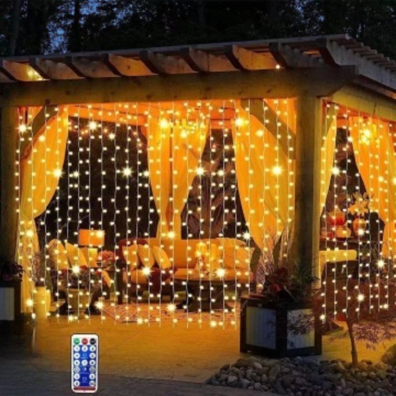 Christmas Lights LED Fairy String Curtain Lights 8 Mode Remote USB Festoon Christmas Decor For Home Holiday New Year Lamp