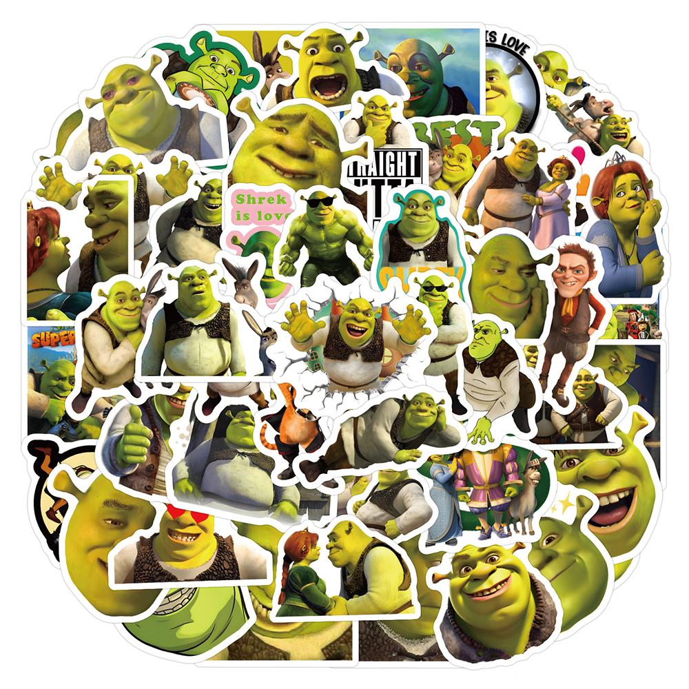 50 Stück Filmmonster Shrek Aufkleber Graffiti Spielzeug PVC Wasserdicht Laptop Koffer Gitarre Cartoon Abziehbilder Dekoration Geschenke