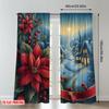 2pcs 2D flat printing Popular Christmas curtains Christmas Village Poinsettia Holly Digital Printed Polyester Drapes Birthday