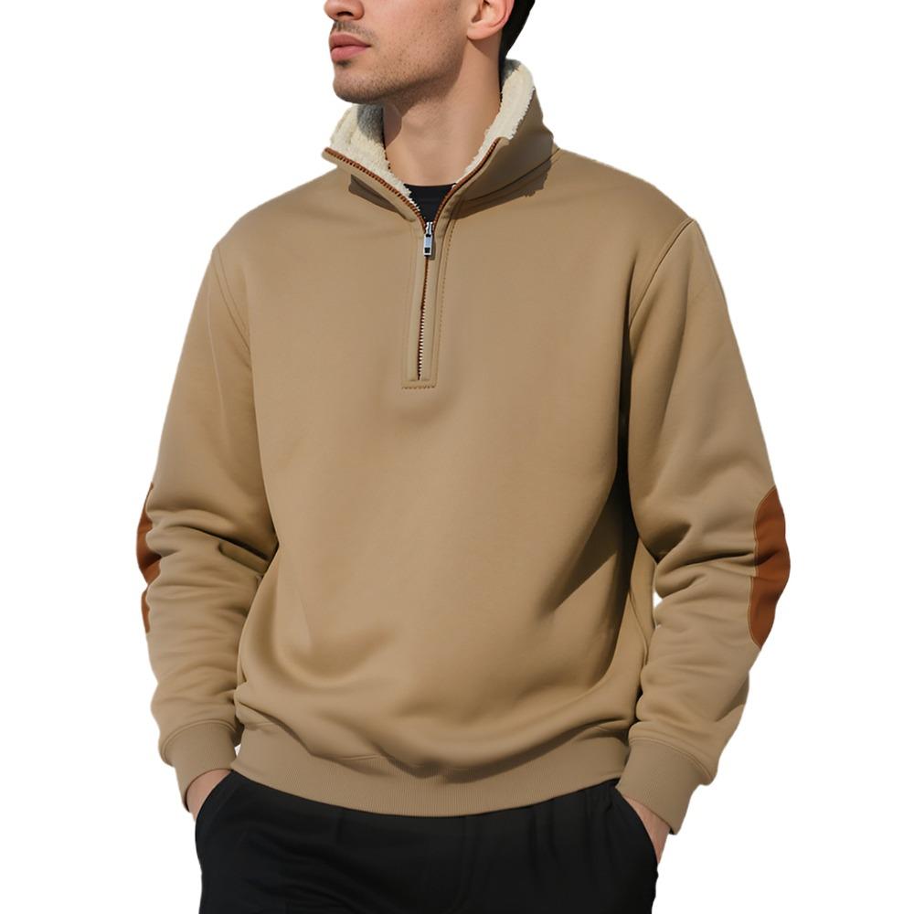 New Arrival Retro Stand Collar Half-Zip Men's Long-Sleeved Casual Sports Sweatshirt