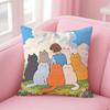 Cartoon Cute Cat Picture With Fresh Wake Up Cushion Cover Linen Pillowcase Cover Soft Decor for Sofa Home Room