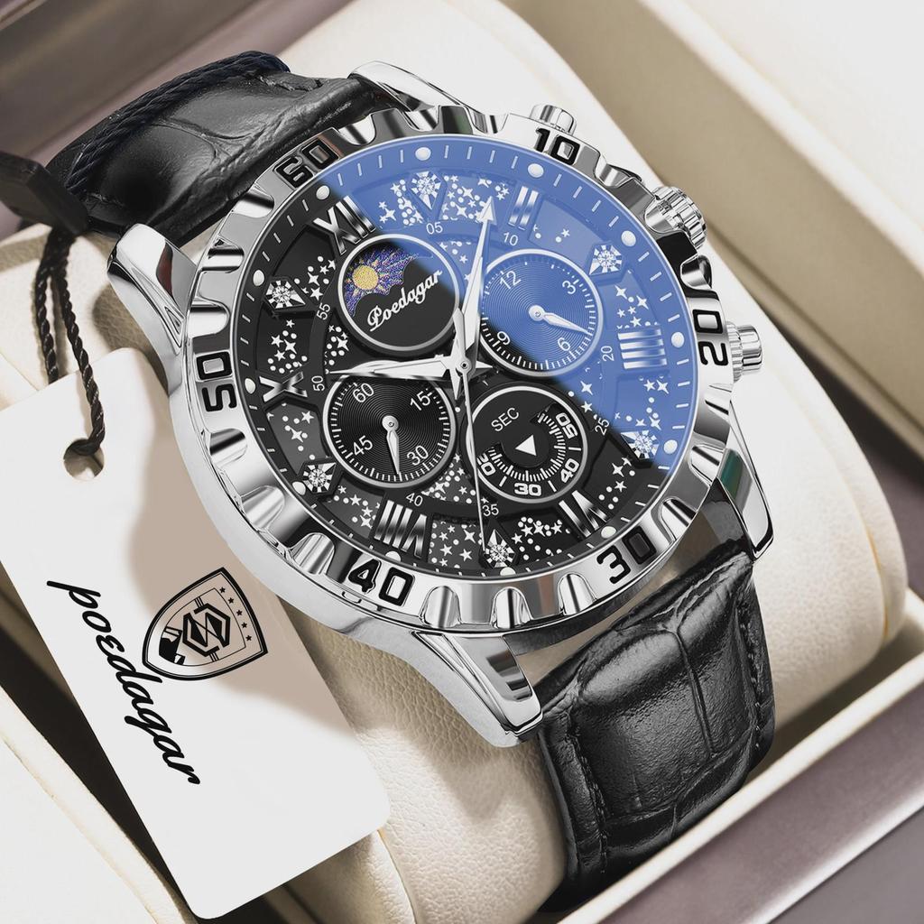 Top Military Man Wristwatch Waterproof Luminous Chronograph Leather Exquisite Watches Men Sports Quartz Watch