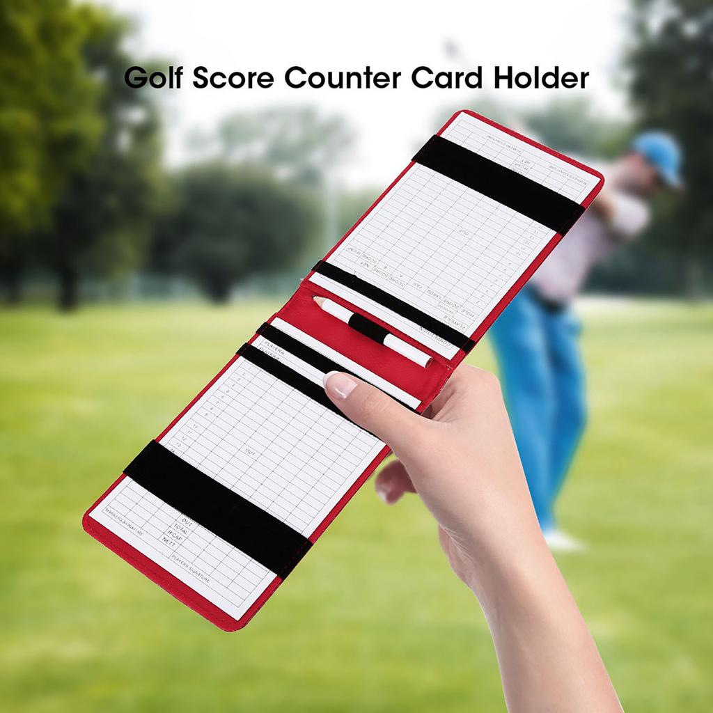 PU Golf Score Counter Keeper Card Holder Gift Sports Accessories with Pencil (Silver)