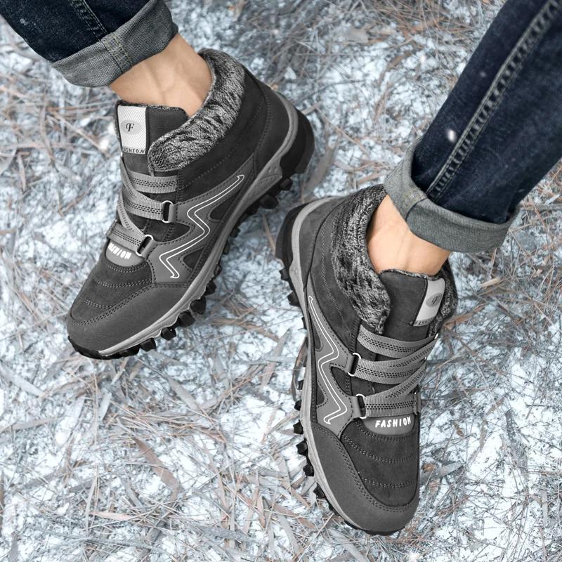 Zapatos de Moda para Hombre para Exterior Resistentes al Desgaste Antideslizantes Invierno Cómodas Botas Cortas de Felpa Suela Gruesa Parejas Casual Cálidas Botas de Nieve