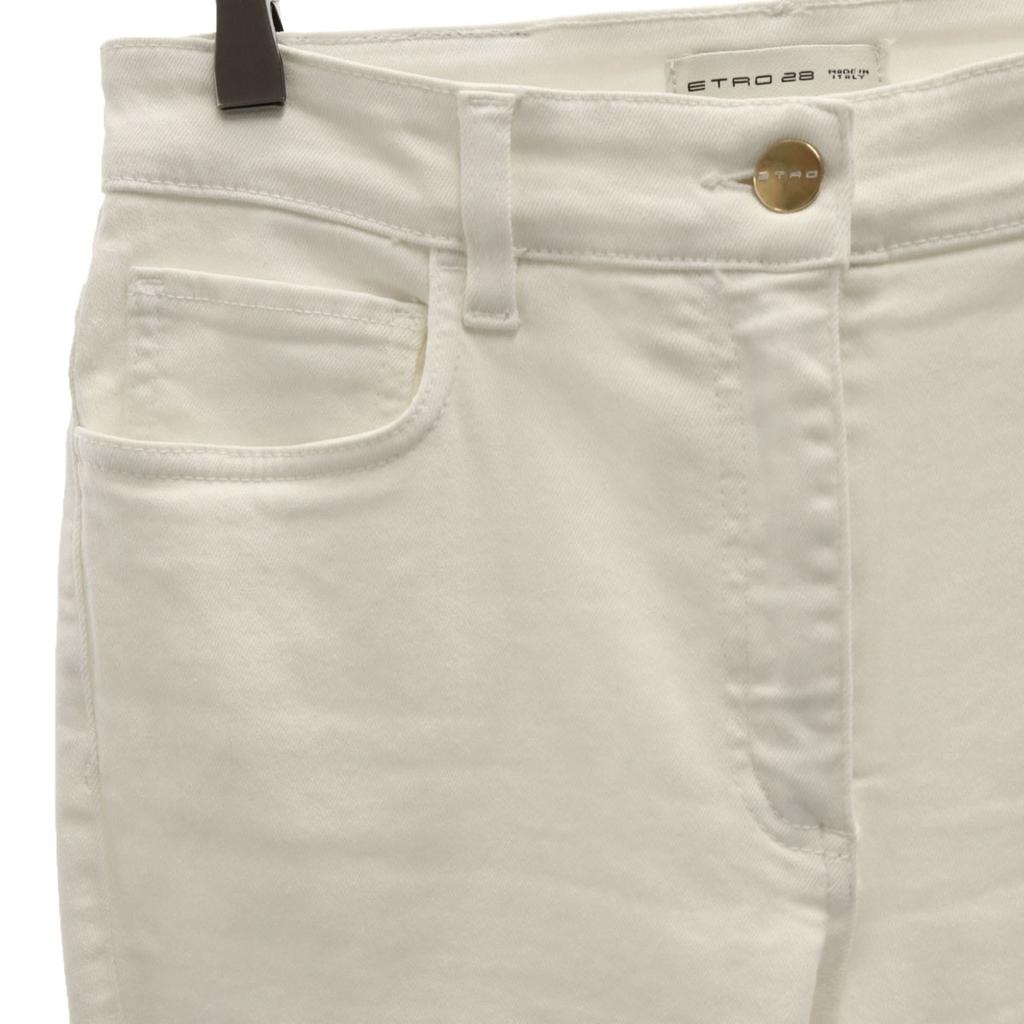 ETRO made in Italy Pants W28 White Stretch Fringe Women Used