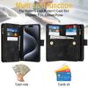 Peněženka 9 slotů na karty Flip Zipper Kožené pouzdro pro iPhone 16 15 Plus 14 13 12 11 Pro Max XR X Samsung S24 S23 S22 S21 Ultra Plus FE A15 A55 A14 A34 A54