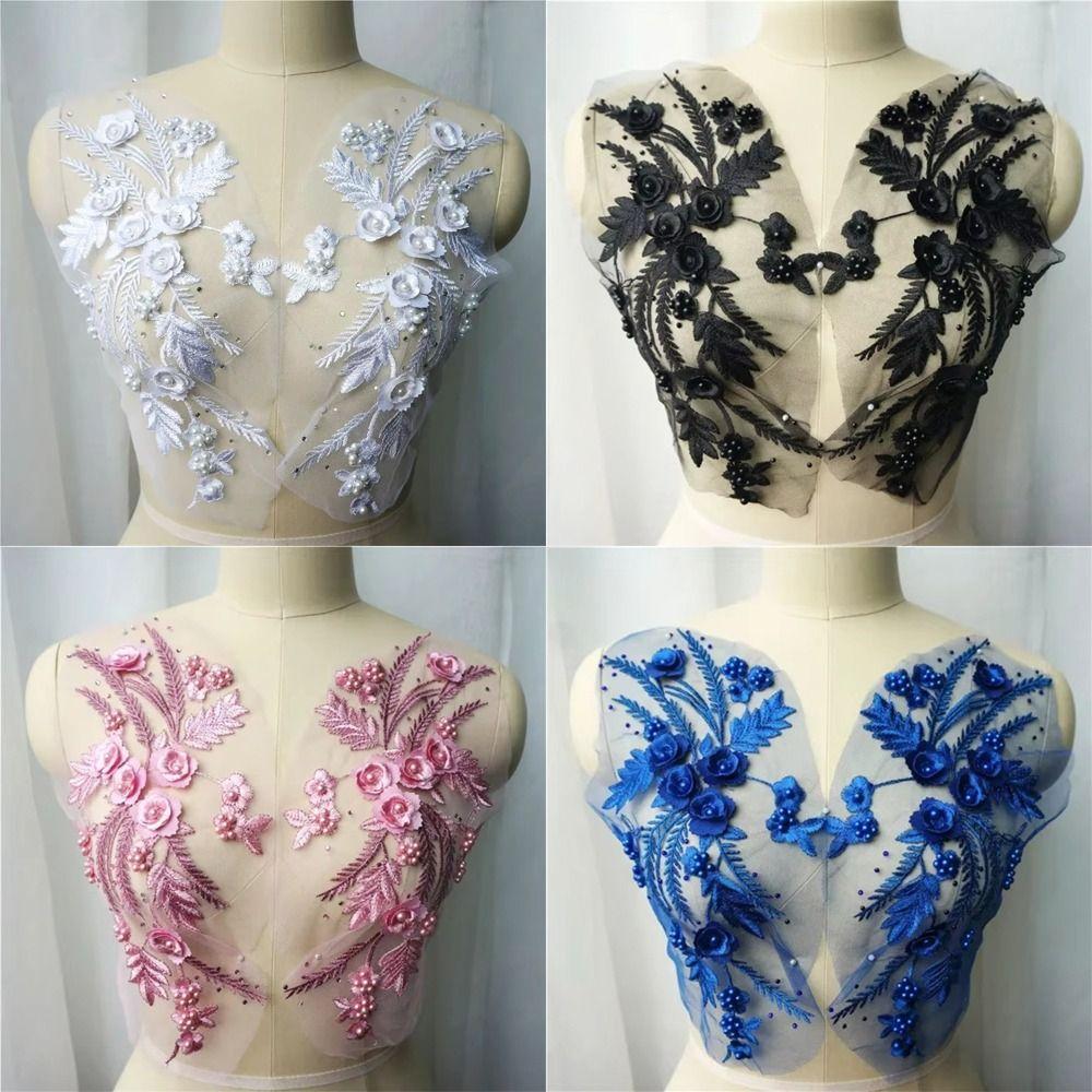 Fashion Elegant Sequin Embroidery Sequined Embroidery Patches DIY White Black Embroidered Floral Patches Sequins Patches Dresses