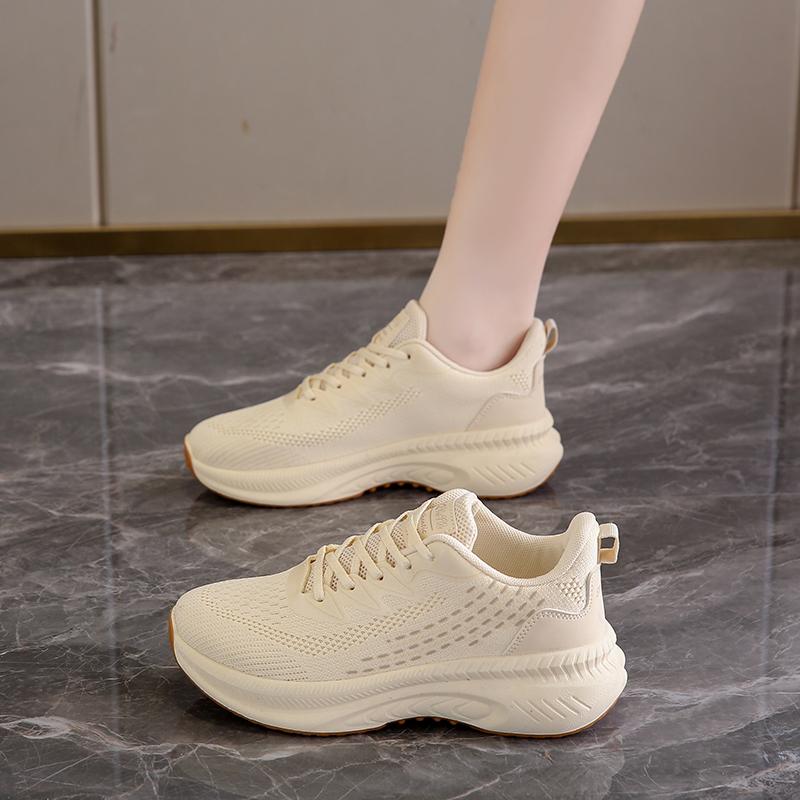 

Summer lightweight soft-soled fly-woven mesh breathable running little white sneakers tide 40 бежевий