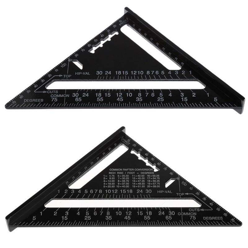 12 Inch Metric Aluminum Alloy Triangle, Protractor with Ruler and Angle, Woodworking Measuring Tool