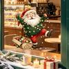 Wasserdichte PVC-Fensterfolie Weihnachtsklebefolie, Nikolaus und Rentier Aufkleber, Statische Festliche Wohnkultur Glasaufkleber für Feiertagsshop Türen