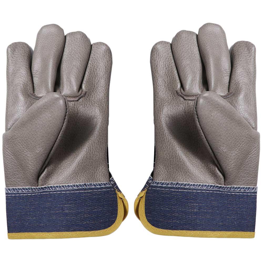 1 Pair Thickened Leather Work Gloves Abrasion Resistant Welder Gloves Metalworking Gardening