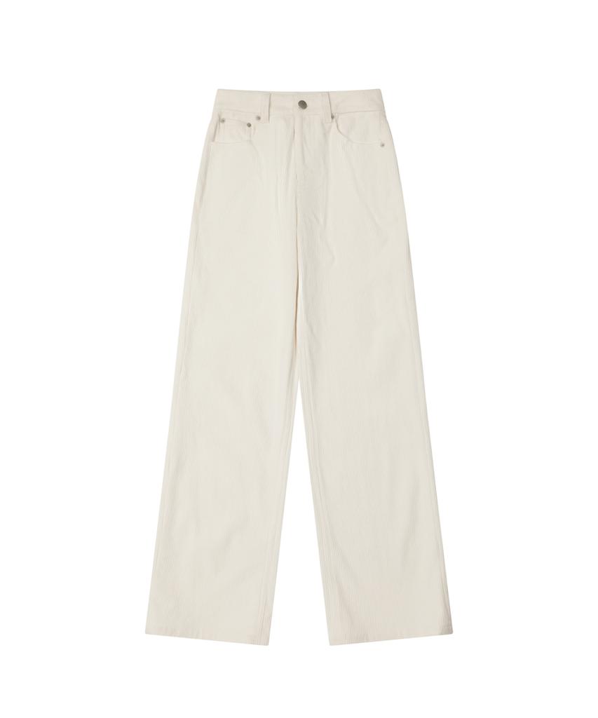 Ledeoli Pocket Stitch Straight Corduroy Pants [Brown]