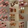 Silver Needle Brown Irregular Stud Earrings - French Light Luxury Retro Niche High-End Jewelry for Women.