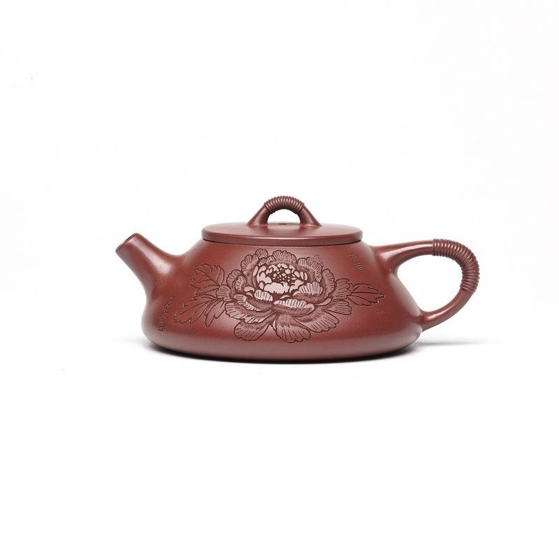 260ml Aesthetic Yixing Purple Clay Teapots Handmade Peony Stone Scoop Pot Raw Ore Dragon s Blood Sand Mud Kettle Zisha Tea Set