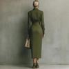 2025 Autumn Slim Fit Long Sleeve Dress: Elegant Women's Shirt Collar Long Skirt