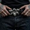 Black Embossed Waist Belt with Texture Design, Metal Buckles and PU Waist Strap for Street Wear Styling Pants Accessories