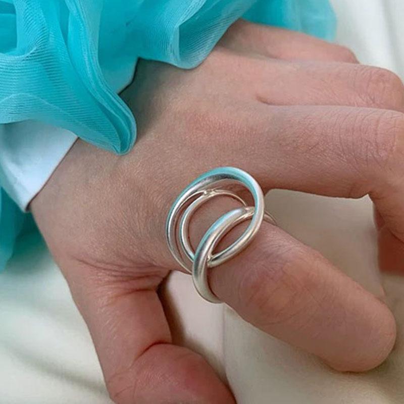 

925 Sterling Silver Rings for Women Couple Minimalist Handmade Simple Big Circle Ring Fine Jewelry Gift Prevent Allergy resizable зелений