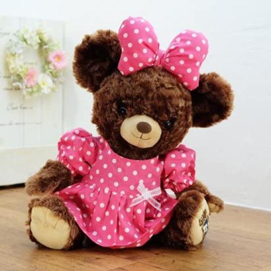 Cushu Cush UniBear Dark Pink Polka Dot Puff Sleeve Dress with Size Small Costume, Ribbon,