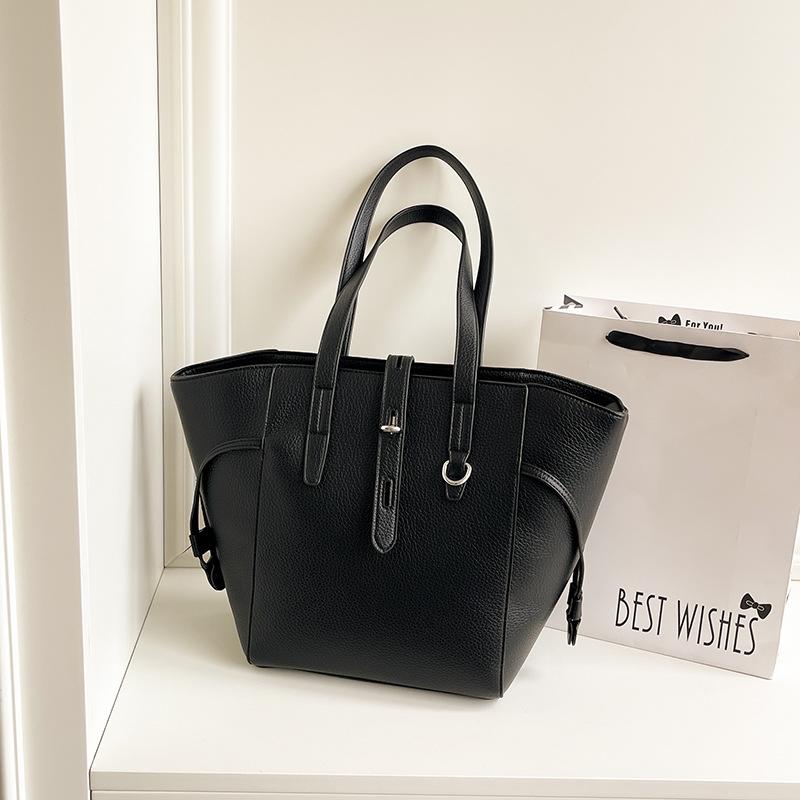 

New high-end fashion casual solid color lychee pattern bat bag temperament shoulder women s bag чёрный