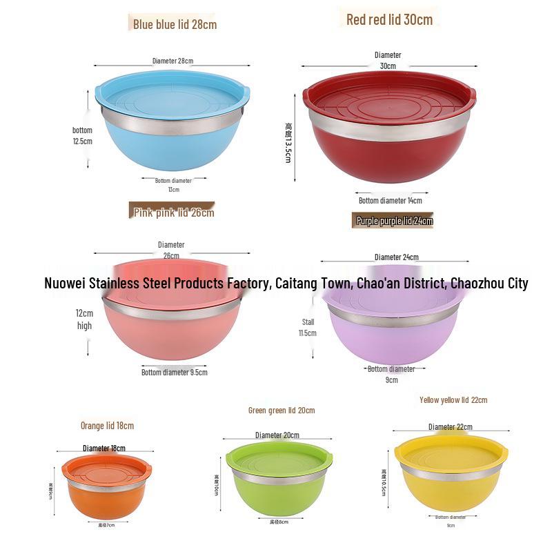 Stainless Steel Mixing Bowl with Lid & Non-slip Silicone Base