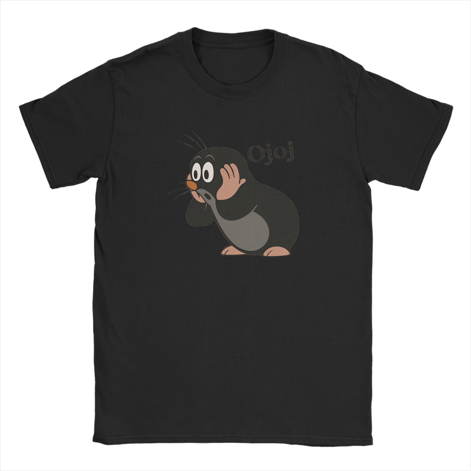 Herren T-Shirt Der Kleine Maulwurf Neuheit 100% Baumwolle T-Shirts Kurzarm T-Shirts Rundhals Tops Geschenkidee M black