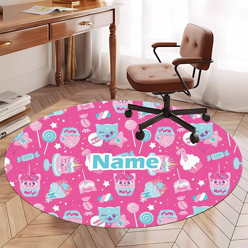 Custom Name Like Nastya Printed Round Rug Carpet Chair Rug Area Rug Entryway Doormats,for Office Chair Living Room Bedroom Kitchen Room.