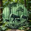 Art Mural Rond en Métal Éléphant de Forêt Vintage 20x20 cm Décor de Bar