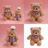 Teddy Bear Plush Toy With Checkered Apron And Eyeglass Decor For Kids And Comfort