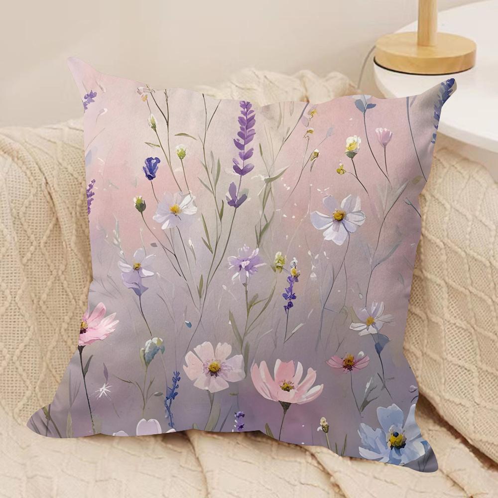 Little Flowers Cushion Cover Soft Plush Fabric DoubleSided Printed Sofa Cushion Cover for All Seasons Home Decor Gift
