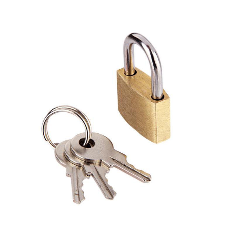 Mini Solid Brass Padlock with 3 Keys Anti-Theft Security Lock for Gym Locker Luggage Backpack Travel Use