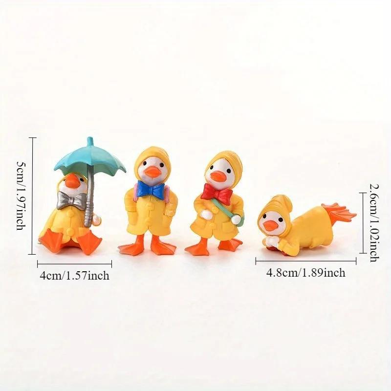 Miniature Figurines 4 Mini Ducks Fairy Garden Miniature Farm Figurines Moss Landscape Cute Ornaments Kit for Home Outdoor Décor