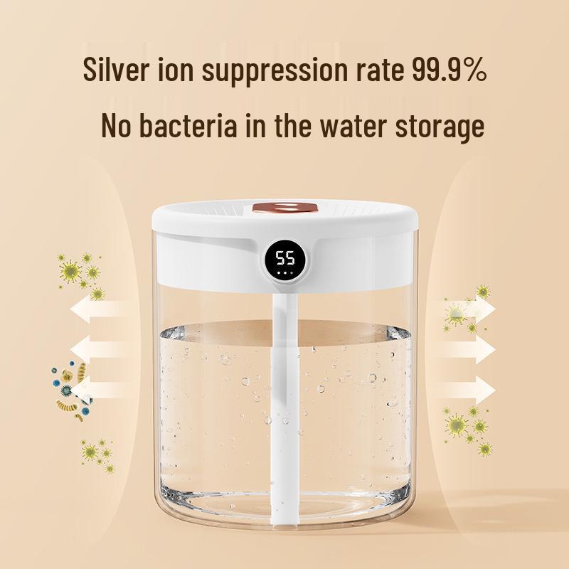 USB 2L Double Spray Humidifier with Silent Operation & Night Light for Home & Office