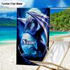 1PC Custom Name Beach Towel Fantasy Dragon Blossoms Beach Towel, Suitable for Camping, Travel, Beach Accessories, Super Absorbent, Family Gift