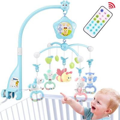 Babybettspielzeug mit Licht und Ton, mit Fernbedienung und Projektor, perfekt für lustiges Spielen im Laufstall, Steuerung, Funktion, (blau)