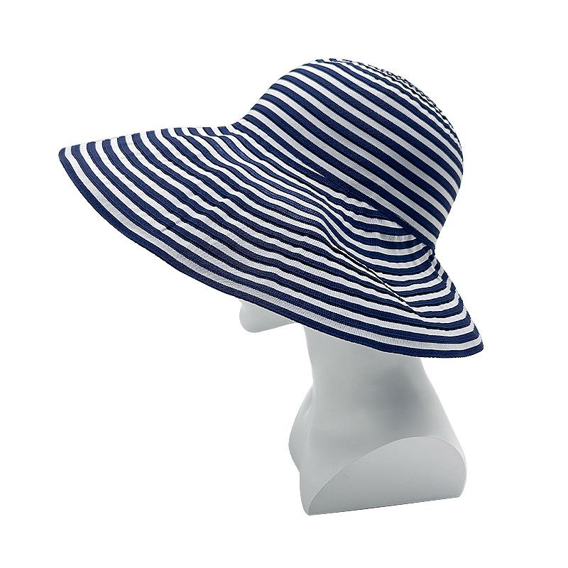 Big Brim Foldable Sun Hat for Women Summer Sun Protection Fisherman Hat Striped Big Head Circumference Outdoor Cycling Sun Hat