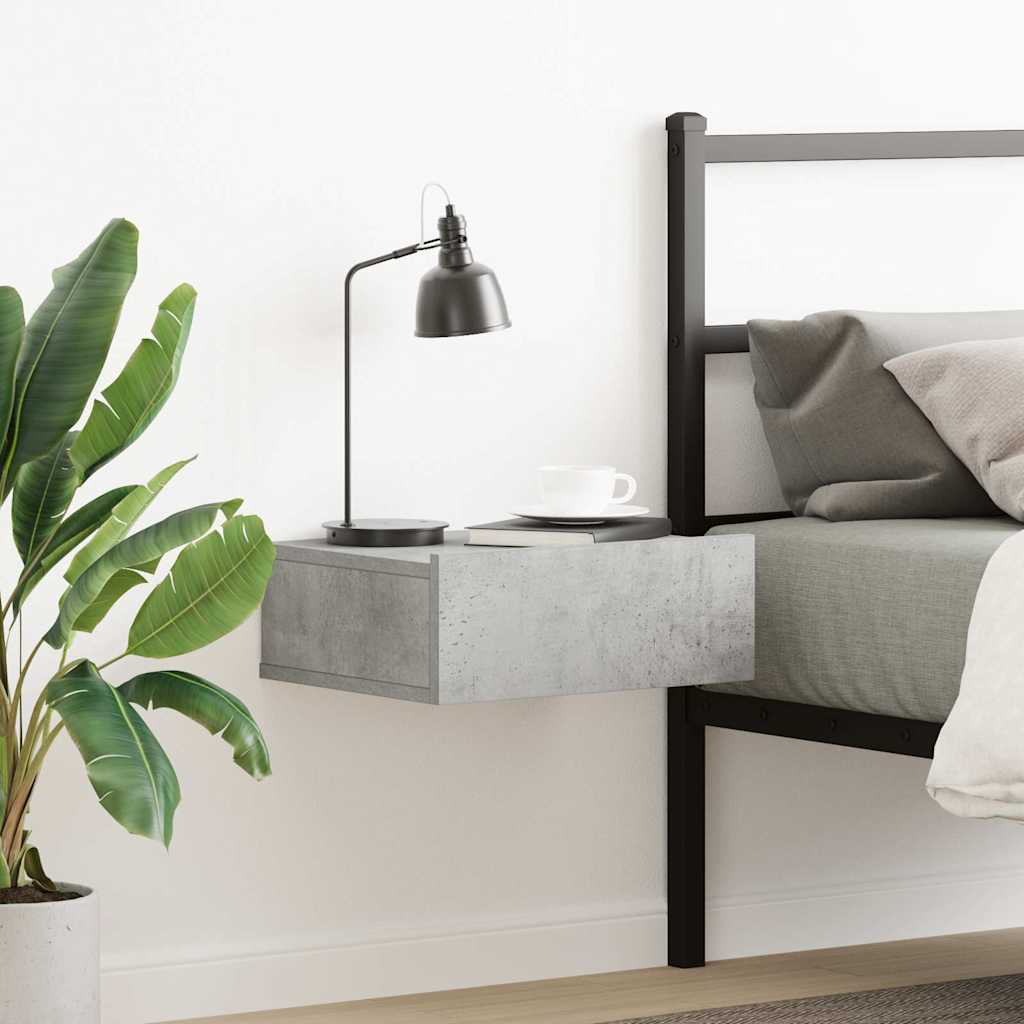 Hanging Nightstand Concrete Grey 40x30x15 cm Wood Based Material