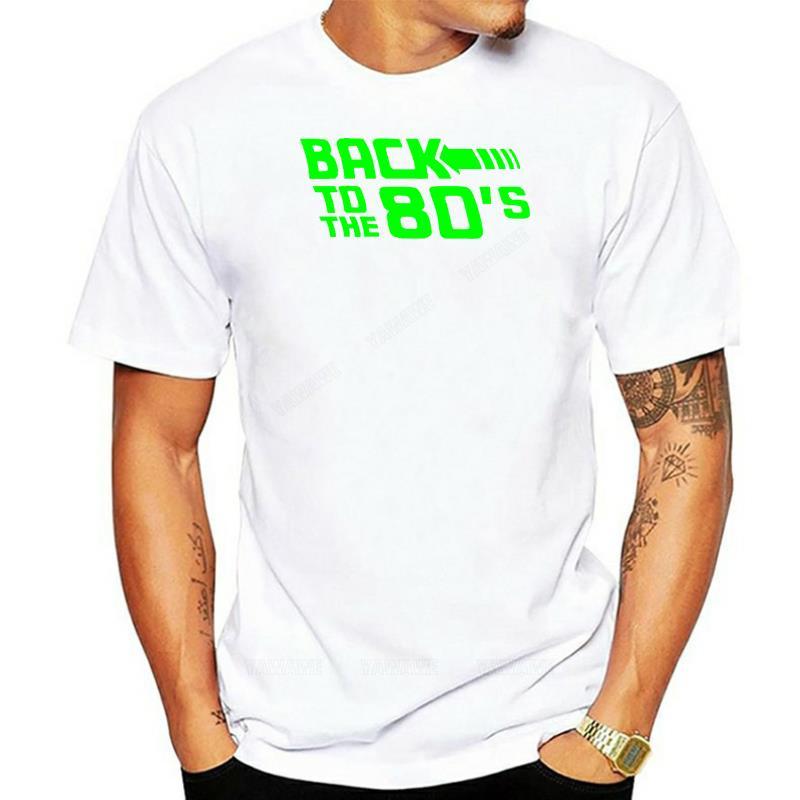 Cotton top BACK TO THE 80s TSHIRT Tee Fancy Dress Neon Party Retro Dance Club 80s glow man summer short sleeve brand tshirt S