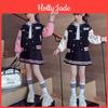 Uniform Suit Teen Baseball Girls Fashion Letter Print Patchwork Jacket Coat Pleated Skirt 2pcs Jk Outfits