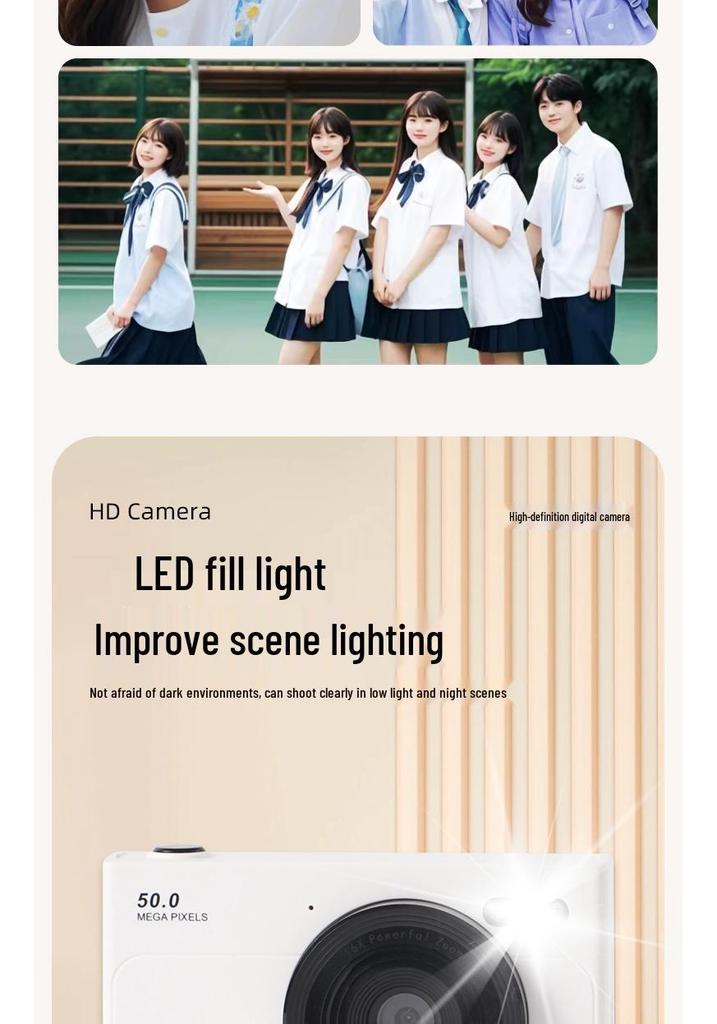 2025 High-Definition Retro Dual-Camera Digital Travel Camera for Students