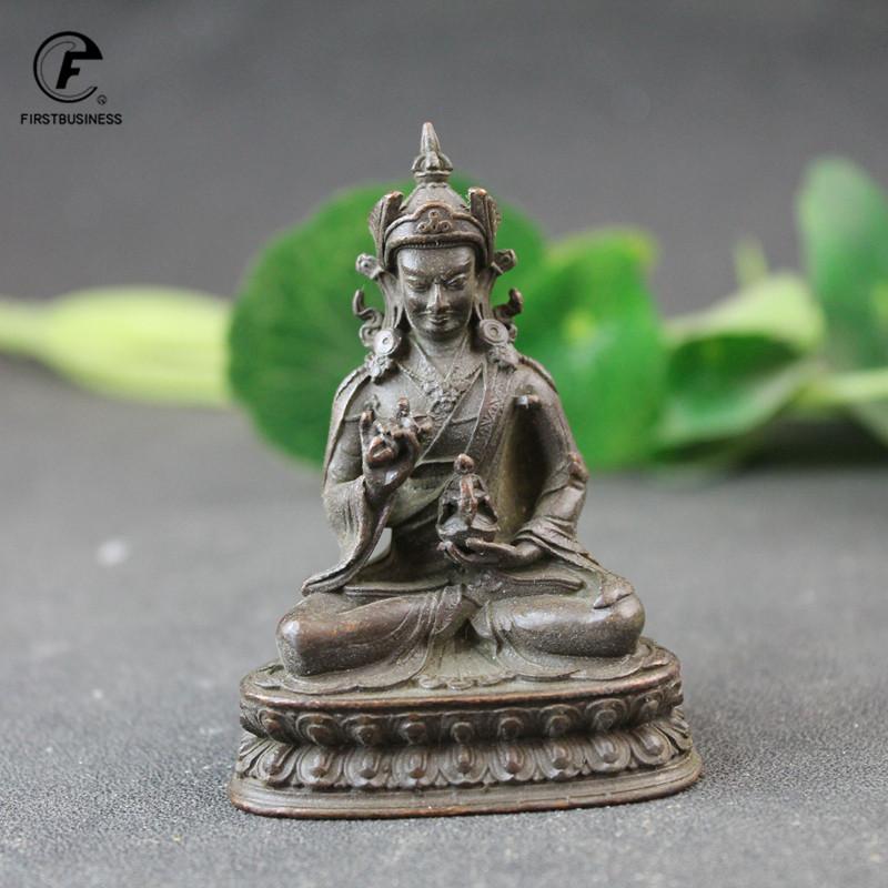 

Antique Copper Padmasambhava Buddha Statue Desktop Small Ornaments Tibetan Buddhism Founder Figurines Home Decorations Crafts