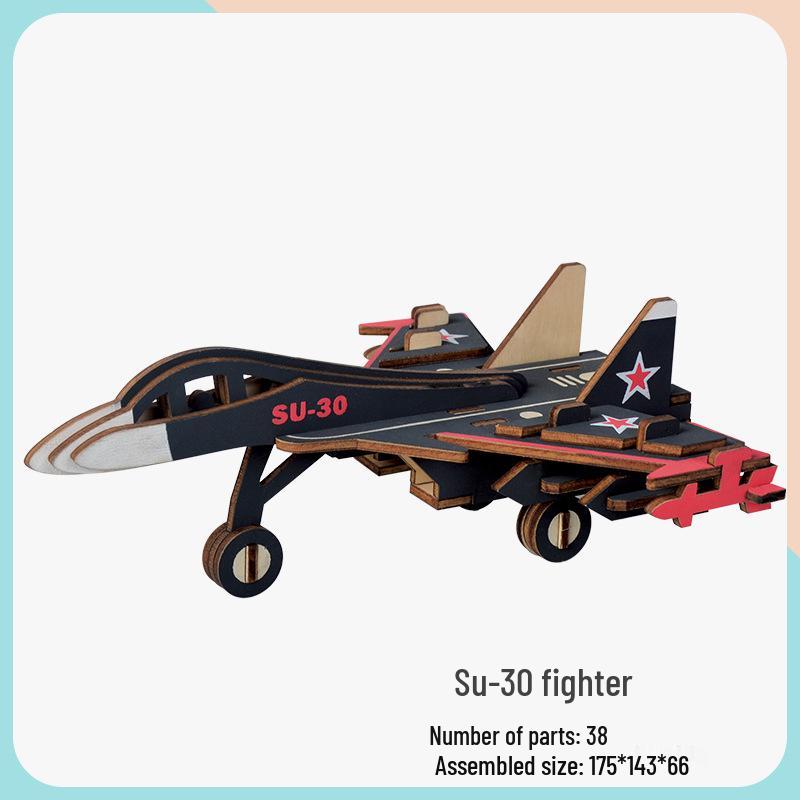 Children's Handmade Wooden Airliner Model 3D Puzzle Educational Toy